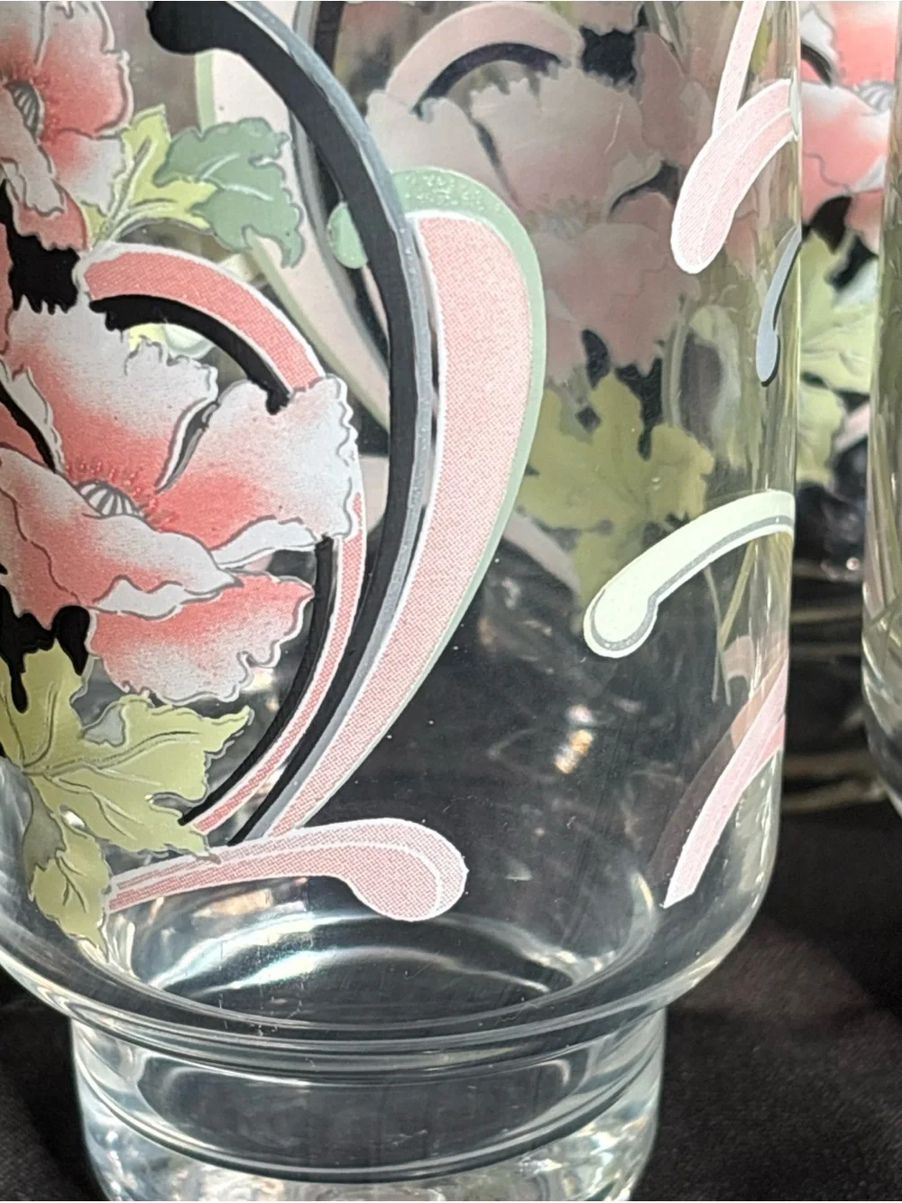 Vintage Sango Jolie floral tumbler glasses set of 8 13oz & 10oz MINT